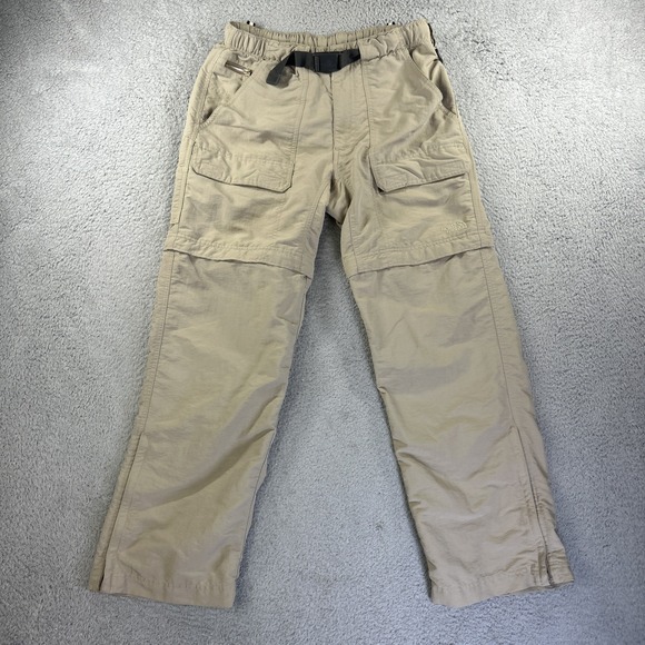 North Face Convertible Pants Mens Small Short Tan Paramount Peak Zip Off Belted - Picture 1 of 13